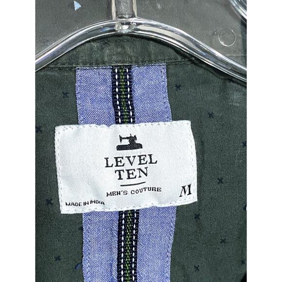 Level Ten Geometric Button Shirt Mens M Triangles X's Preppy Casual Artsy Retro - Picture 7 of 9